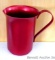 Original retro red aluminum pitcher is in good condition overall with some gunk in bottom of