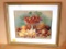Vintage fruit picture has bright colors after all these years. Wavy, original glass is set in a