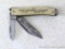 Promotional pocket knife by B&B of St. Paul, Minnesota advertises Tlusty Beverage Co of Medford,