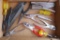 Assortment of pliers; screwdrivers; stapler, more.