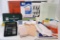 Office supplies including envelopes, notebooks, State Bank of Medford bank bag, more.