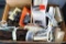 Assortment of extension cords, outlets, sockets, telephone cord, plug splitters and adapters, more.