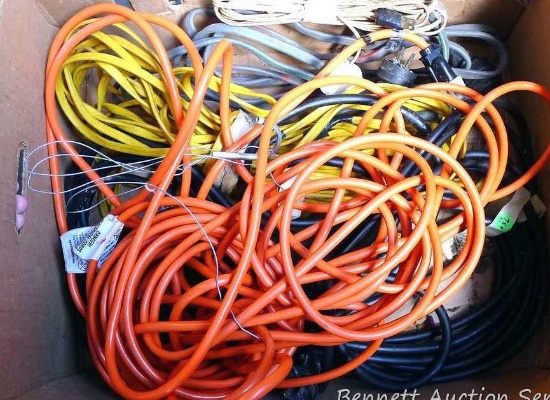 Assortment of extension cords including from 25' to 50'.