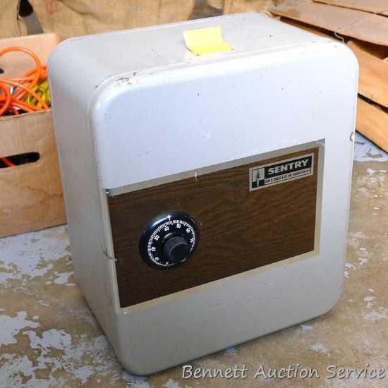 Sentry safe is 1 hr fire test to 1700 degrees, has one shelf and measures 9" x 14" x 17" tall. No