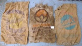 3 burlap sacks, 22