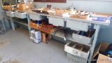 Homemade wooden work bench with drawers is 12' x 19