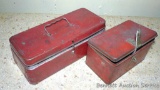 Neat old metal tackle boxes. Larger box is nearly 12