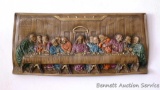 Plaster 'The Last Supper' plaque is marked '#549' in marker on back. Measures 10-1/2