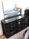 Nine drawer dresser with mirror, matches Lot #409. Nice piece has dovetailed drawers that all slide