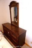 Nine drawer dresser with mirror, matches Lot # 428 and 434. Drawers are dovetailed and slide nicely.