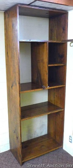 Neat wooden shelf unit. Approx. 30" w x 17" d x 82-1/2" h. Matches lot 152.