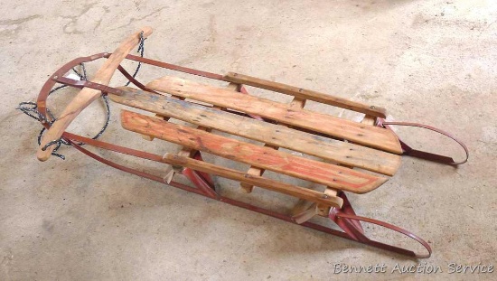 Vintage runner sled is 48" x 13" wide seat. Appears in good condition.