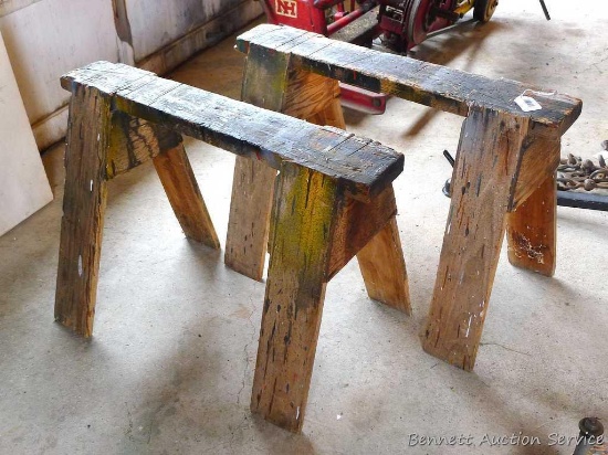 Pair of handmade sawhorses are 3' x 2' and feel sturdy.