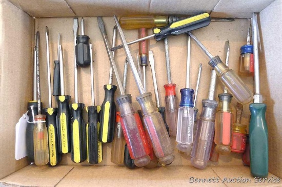 Stanley flat and Phillips screwdrivers; Craftsman flat and Phillips screwdrivers; more.