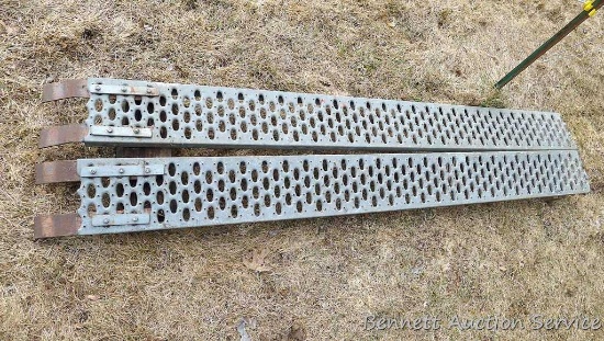 Heavy duty galvanized steel load ramps are approx. 7-1/2' by 9".