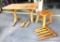 Rectangle Pine Log Table and Chair: Needs refinishing, and table needs replacement leg (2 included),