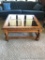 Coffee Table: Foreign wood and glass coffee table, 39.5