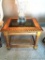 End Table: Foreign wood and glass end table, 30