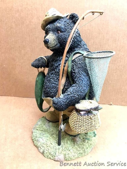 Fly Fishing Bear Figurine: Molded, solid. Free swinging trout. For the "Everything-Bear" collector.