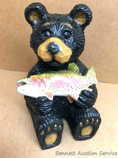 Bear and Trout Figurine: Molded, solid. For the "Everything-Bear" collector. 10" overall height.
