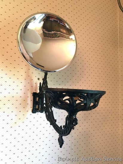 Antique Oil Lantern Bracket with Glass Mirrored Reflector: Very sturdy, Cast has small scuff near