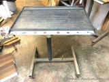Rolling Work Table: Adjustable height, adjustable wheel base, 200-lb working capacity, with tool