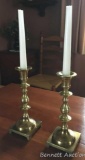 Brass Candlesticks: 2 heavy solid brass candlesticks. 3.5