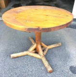Round Pine Log Table: Needs refinishing, and a little tightening, but a good piece for the cabin