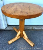 Pine Log Table: Needs replacement leg and refinishing, but a nice size for smaller spaces. 30