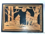 Wood Scroll saw Hanging Picture: Hand crafted scroll saw howling wolves by The Antiquer himself.