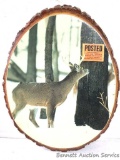 Decoupage Hanging Sign: Whitetail deer photograph with Posted sign. Decoupaged on 3/4