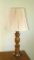 Nice wood and brass toned table lamp stands approx. 35