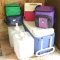 Two 5 gallon jugs with spigots; Igloo cooler with wheels and handle. Approx. 24