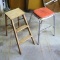 Vintage stool and wooden step ladder. Stool is approx. 11