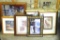 Assorted framed prints and mirrors. Largest piece is 23-1/2