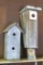 Rustic bird house and blue bird house. Great pieces for your yard.