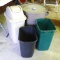 Rubbermaid kitchen waste can with lid, 2 waste baskets and Rubbermaid trash can with homemade wooden