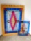 Two beautiful stain glass wall hangings, one has a wood frame and is 19