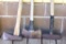 Sledge hammer, 3 ft. long and handle is bent; splitting maul; two bit axe.