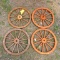 Four wooden wheels, 23-1/2