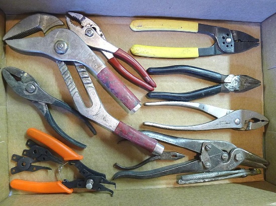 Craftsman and other pliers including snap ring, slip joint, lineman's, and electrical. Plus Wiss