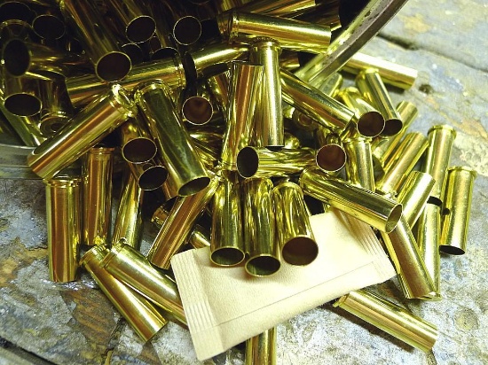 Around half a large coffee can of beautiful .357 Magnum brass. Head stamp is star - star. We believe