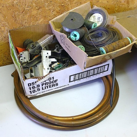 Approx. 12' of 1/2" flexible copper tubing; assortment of wire and more.