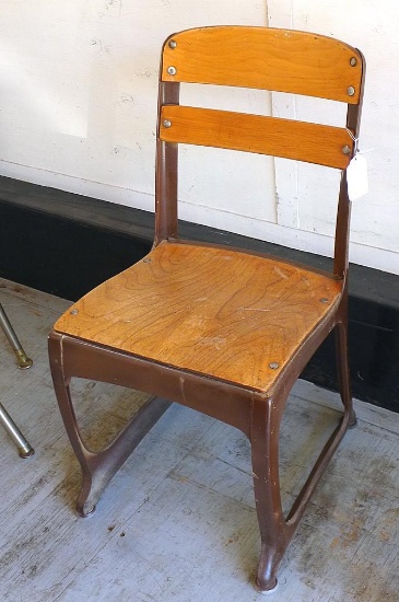 Antique school chair. Approx. 15"w x 13" d x 28" h. Nice sturdy chair.
