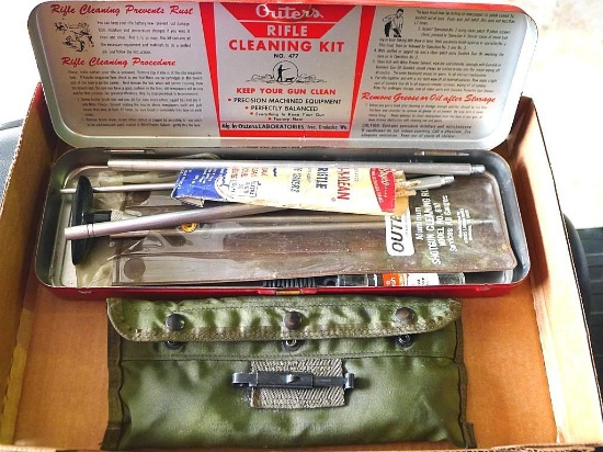 Military gun cleaning kit. Pouch is marked US. Appears complete. Also included is an Otter's rifle