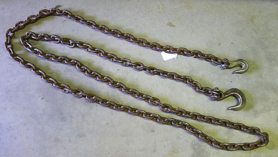 14 ft. 3/8" chain with slip hook and grab hook. Chain looks in good shape.