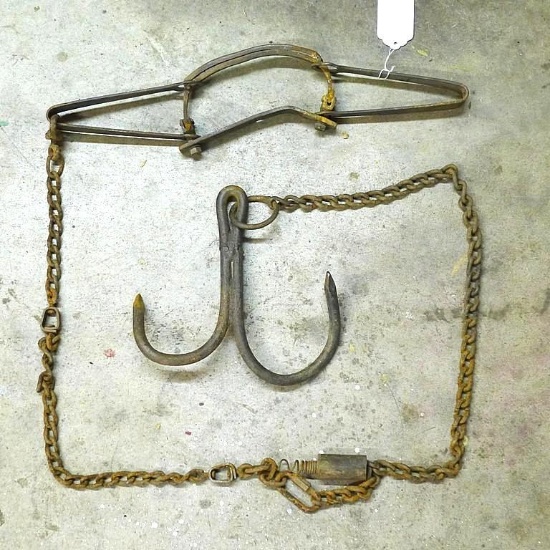Factory made trap drag, swivels and chain, plus a homemade shock absorber and a 19" double long