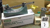 RCBS Model 505 reloading scale with original box; RCBS precision powder trickler.