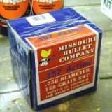 .358 diameter 158 grain semi wad cutter bullets for .357 reloading by Missouri Bullet Company. Box