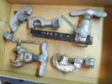 Ridgid tube flaring clamp set, plus extra flaring head; Ridgid and other tubing cutters.